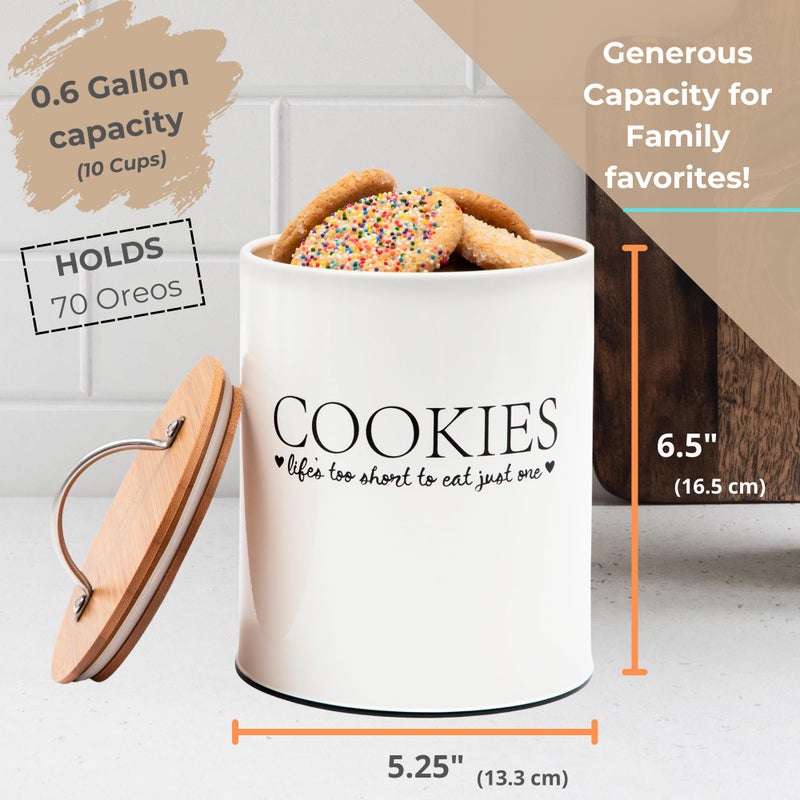 D'Lifeful Cookie Jar with Airtight Bamboo Lid â€“ 0.6 Gallon Cute and Decorative Cookie Storage for Kitchen Countertop â€“ Farmhouse Storage Tin for Freshness â€“ Great Gift Idea - Image 2